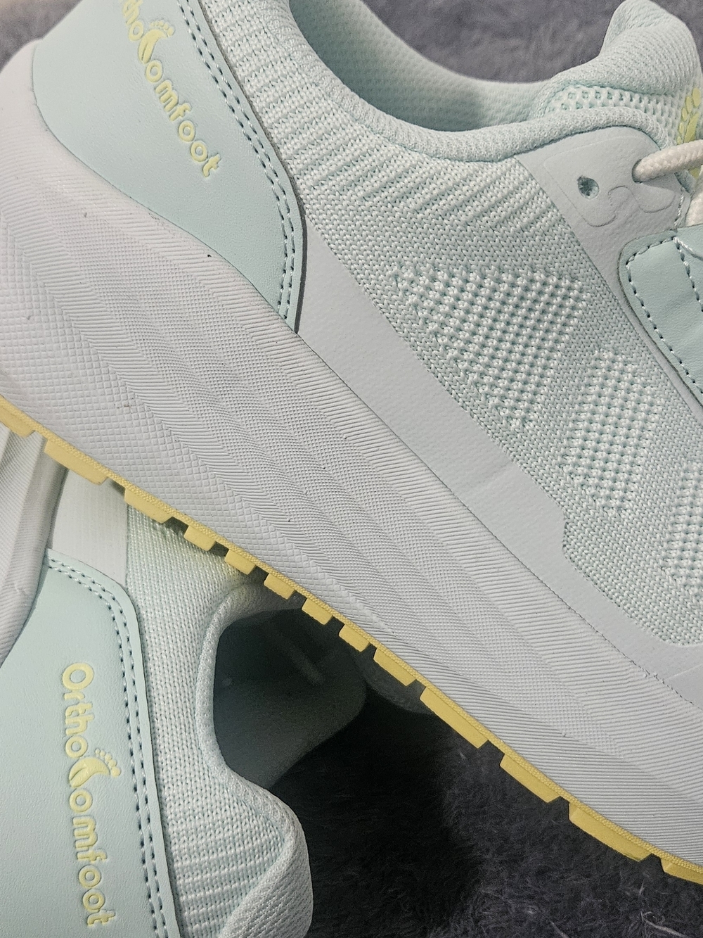 OrthoComfort Women's Mint Athletic Sneaker with Yellow Accents